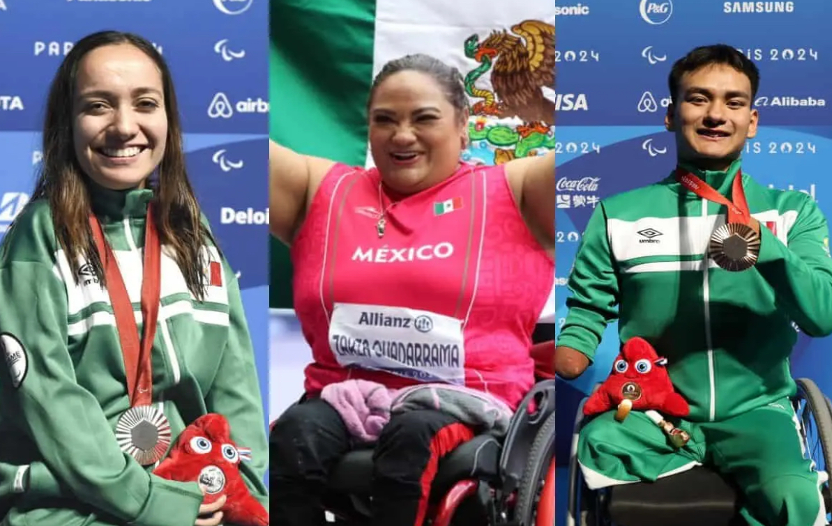 Haidee Aceves, Gloria Zarza y Ángel Camacho medallistas mexicanos de los Paralímpicos 2024 - Fotos: Conade